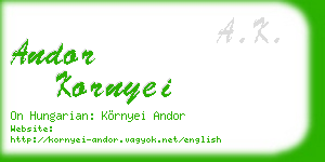 andor kornyei business card